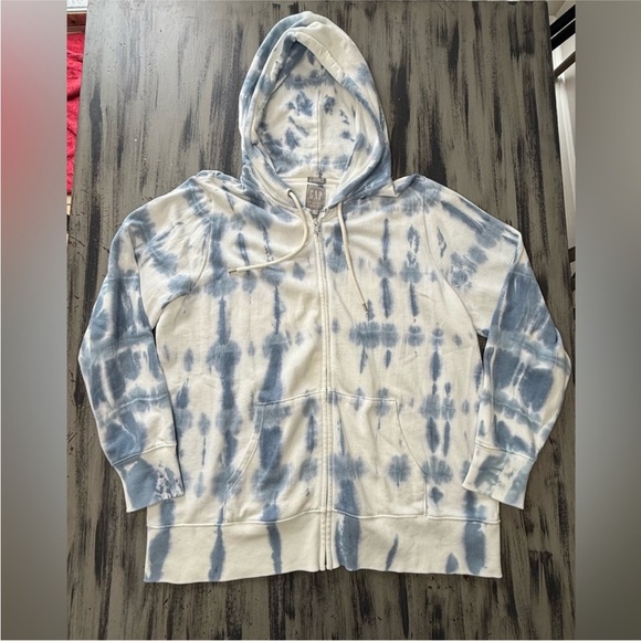 GAP Tops - GAP Blue and White Tie-Dye Zip Hoodie